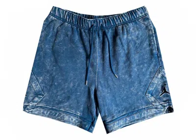 Pre-owned Nike Men's  Air Jordan Essentials Diamond Vintage Washed Fleece Shorts In Blue