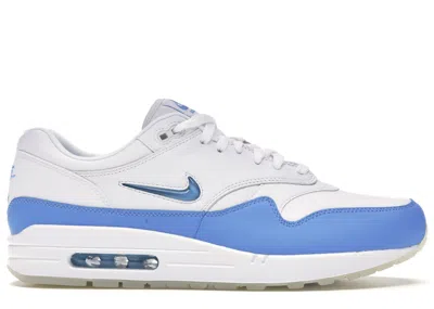 Pre-owned Nike Men's  Air Max 1 Jewel Sneakers In White/university Blue