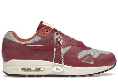 Pre-owned Nike Men's  Air Max 1 Patta Waves (with Bracelet) Sneakers In Metallic Silver/rush Maroon In Multi