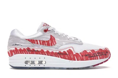 Pre-owned Nike Men's  Air Max 1 Tinker Sketch To Shelf Sneakers In White/sport Red/black In Multi