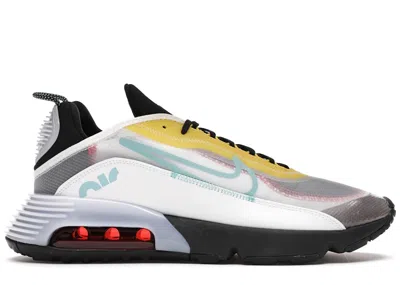 Pre-owned Nike Men's  Air Max 2090 Bleached Aqua Sneakers In White/black/speed Yellow