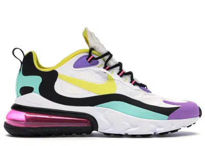 Pre-owned Nike Men's  Air Max 270 React Geometric Art Sneakers In White/black/bright Violet