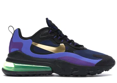 Pre-owned Nike Men's  Air Max 270 React Heavy Metal Sneakers In Black/deep Royal Blue/hyper Royal