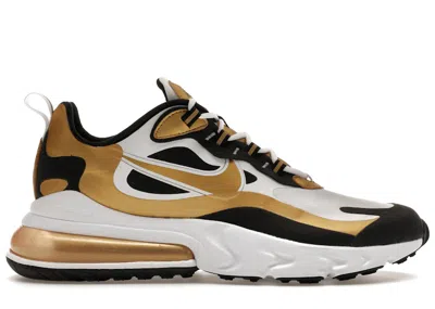 Pre-owned Nike Men's  Air Max 270 React Sneakers In White/black/metallic Gold