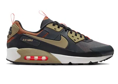 Pre-owned Nike Men's  Air Max 90 Drift Khaki Sneakers In Dark Smoke Grey/black/hyper Crimson In Multi