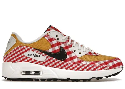 Pre-owned Nike Men's  Air Max 90 Golf Nrg Picnic Sneakers In University Red/sail/sanded Gold In Multi