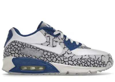 Pre-owned Nike Men's  Air Max 90 Hufquake Sneakers In Neutral Grey/white/military Blue