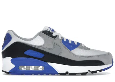 Pre-owned Nike Men's  Air Max 90 Hyper Royal Sneakers In White/light Smoke Grey/black