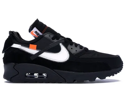Pre-owned Nike Men's  Air Max 90 Offwhite Sneakers In Black/cone