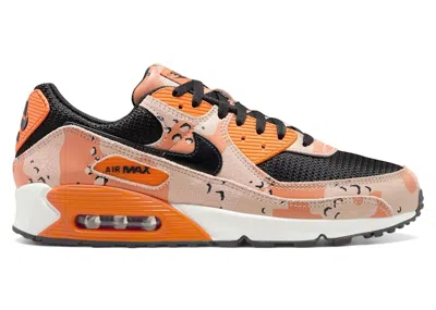 Pre-owned Nike Men's  Air Max 90 Premium Camo Sneakers In Bio Beige/black/safety Orange