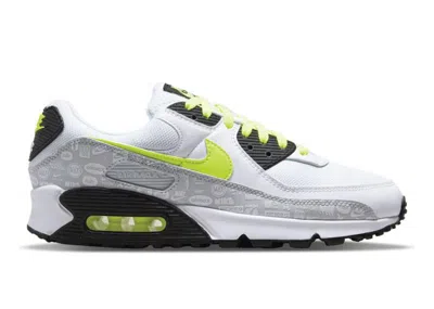Pre-owned Nike Men's  Air Max 90 Reflective Mosaic Of Logos Sneakers In White/volt/black