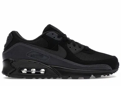 Pre-owned Nike Men's  Air Max 90 Reflective Swoosh Sneakers In Black/anthracite