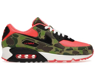 Pre-owned Nike Men's  Air Max 90 Reverse Duck Camo Sneakers In Infrared/black/dark Sage