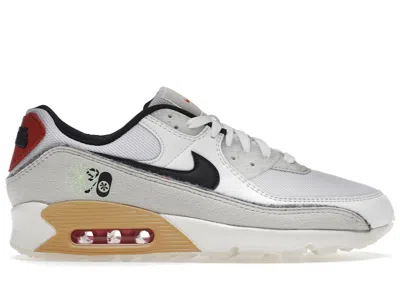 Pre-owned Nike Men's  Air Max 90 Se Swoosh Fiber Sneakers In White/light Bone/sesame