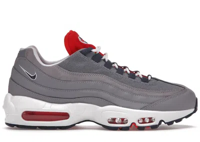Pre-owned Nike Men's  Air Max 95 Crimson Sneakers In Grey/navy Blue/white In Multi