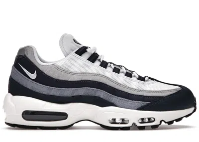 Pre-owned Nike Men's  Air Max 95 Grey White Sneakers In Navy Blue/light Graphite/medium Grey