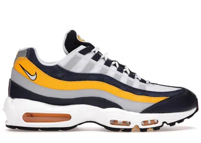 Pre-owned Nike Men's  Air Max 95 Michigan Sneakers In White/navy Blue/varsity Maize In Multi