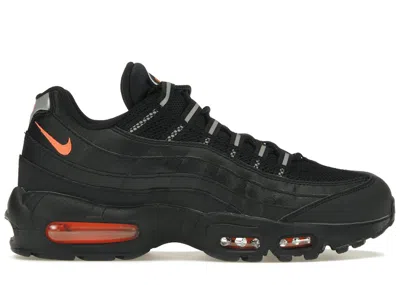 Pre-owned Nike Men's  Air Max 95 Sneakers In Black/total Orange/reflective Silver