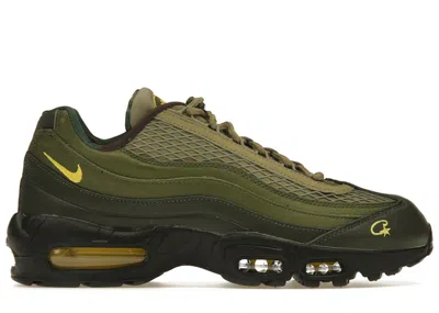 Pre-owned Nike Men's  Air Max 95 Sp Corteiz Gutta Green Sneakers In Sequoia/tour Yellow/black In Multi