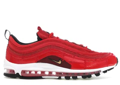 Pre-owned Nike Men's  Air Max 97 Cristiano Ronaldo Portugal Patchwork Sneakers In Varsity Red/metallic Gold/whi
