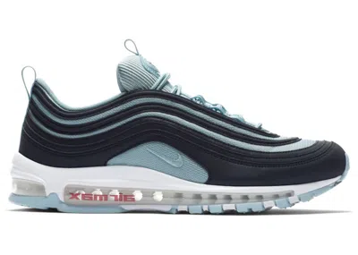 Pre-owned Nike Men's  Air Max 97 Premium Sneakers In Dark Obsidian/ocean Bliss/university Red In Multi