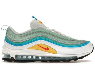 Pre-owned Nike Men's  Air Max 97 Spring Floral Sneakers In White/laser Blue/washed Teal