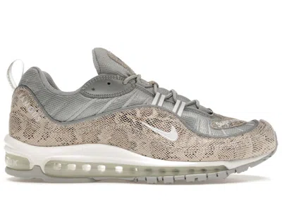 Pre-owned Nike Men's  Air Max 98 Supreme Snakeskin Sneakers In Sail/metallic Silver/varsity Red In Multi