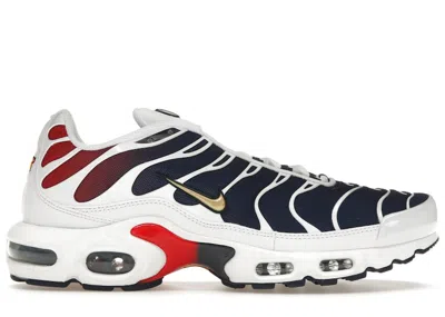 Pre-owned Nike Men's  Air Max Plus Psg Sneakers In White/midnight Navy Blue/university Red In Multi