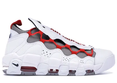 Pre-owned Nike Men's  Air More Money Atmosphere Grey Sneakers In White/black/habanero Red