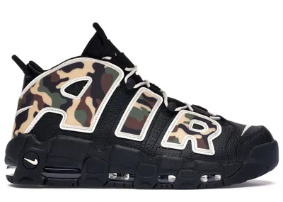 Pre-owned Nike Men's  Air More Uptempo 96 Camo Sneakers In Black/sail/light British Tan