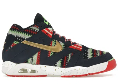 Pre-owned Nike Men's  Air Tech Challenge 3 Christmas (2015) Sneakers In Dark Obsidian/university Red/flash Lime