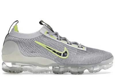 Pre-owned Nike Men's  Air Vapormax 2021 Fk Sneakers In Wolf Grey/white/volt