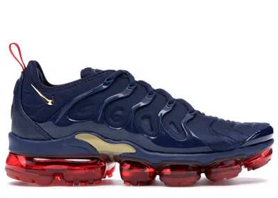 Pre-owned Nike Men's  Air Vapormax Plus Olympic Sneakers In Midnight Navy Blue/metallic Gold/black