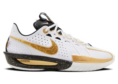 Pre-owned Nike Men's  Air Zoom Gt Cut 3 Chbl Sneakers In White/black/metallic Gold