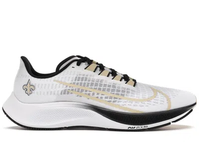 Pre-owned Nike Men's  Air Zoom Pegasus 37 New Orleans Saints Sneakers In White/pure Platinum/black