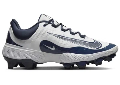 Pre-owned Nike Men's  Alpha Huarache Elite 4 Low Mcs Sneakers In White/midnight Navy Blue