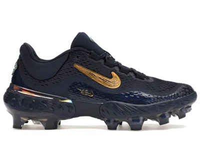 Pre-owned Nike Men's  Alpha Huarache Elite 4 Low Msc Jackie Robinson Sneakers In Midnight Navy Blue/metallic Go In Multi