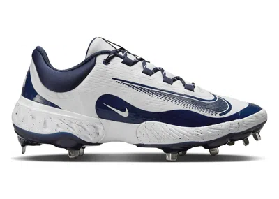 Pre-owned Nike Men's  Alpha Huarache Elite 4 Low Sneakers In White/midnight Navy Blue