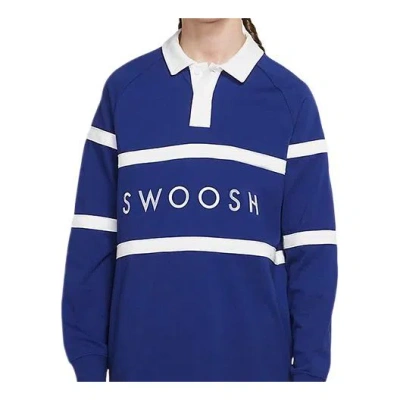 Nike Men's  Alphabet Embroidered Rugby Blue Polo Shirt