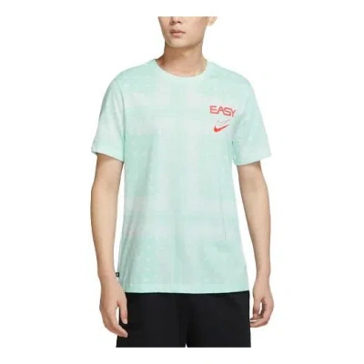 Nike Men's  Alphabet Logo Cashew Printing Round Neck Short Sleeve Green T-shirt In Blue