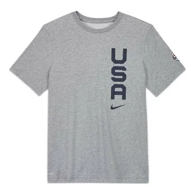Nike Men's  Alphabet Printing Solid Color Round Neck Sports Short Sleeve Gray T-shirt