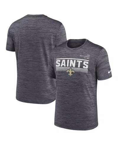 NIKE MEN'S NIKE ANTHRACITE NEW ORLEANS SAINTS YARDLINE VELOCITY PERFORMANCE T-SHIRT