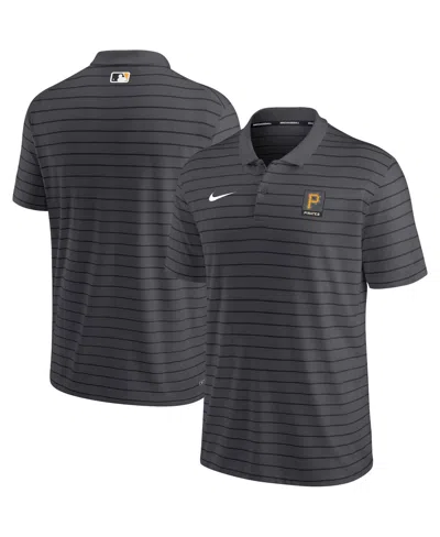 Nike Men's  Anthracite Pittsburgh Pirates Authentic Collection Striped Performance Pique Polo Shirt
