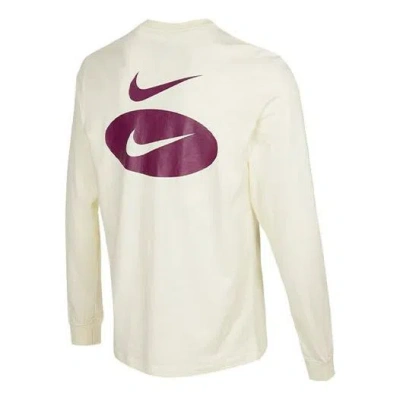 Nike Men's  As Nsw Ess+ Core 3 Ls Tee Casual Breathable Round Neck Long Sleeves Coconut Milk T-shirt In White