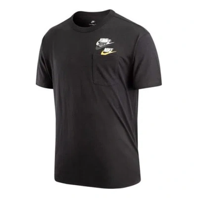 Nike Men's  As Nsw Tee Prem Pocket Casual Breathable Round Neck Logo Solid Color Short Sleeve Black T
