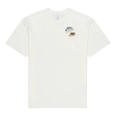Nike Men's  As Nsw Tee Prem Pocket Casual Breathable Round Neck Logo Solid Color Short Sleeve White T