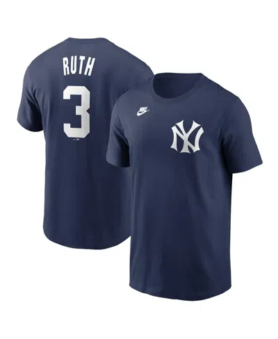 NIKE MEN'S NIKE BABE RUTH NAVY NEW YORK YANKEES FUSE NAME AND NUMBER T-SHIRT