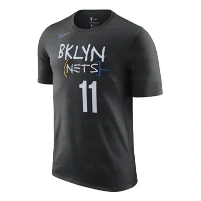 Nike Men's  Basketball Sports Short Sleeve Sw Fan Edition Brooklyn Nets Kyrie Irving No. 11 Black T-s In Blue