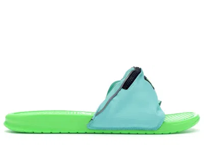 Pre-owned Nike Men's  Benassi Jdi Fanny Pack Green Sneakers In Aurora/obsidian/green Strike