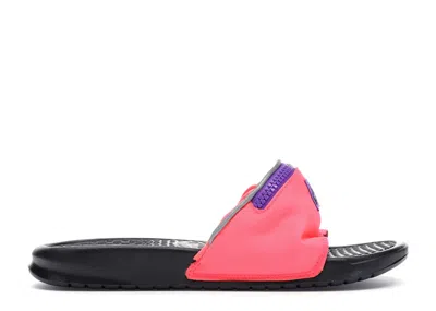 Pre-owned Nike Men's  Benassi Jdi Fanny Pack Sneakers In Hyper Punch/hyper Grape/black In Multi